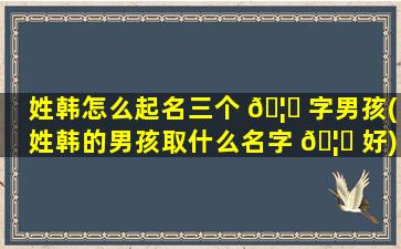 姓韩怎么起名三个 🦁 字男孩(姓韩的男孩取什么名字 🦉 好)